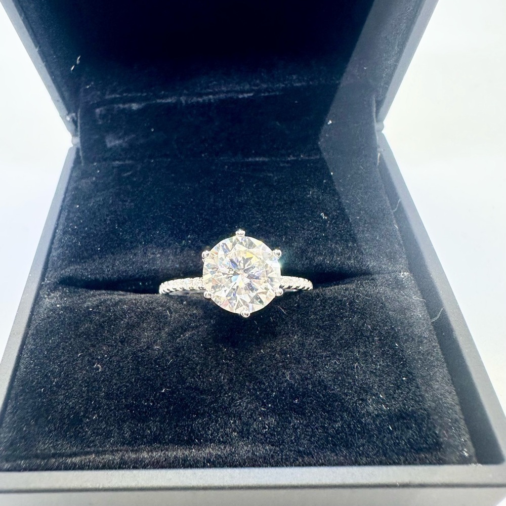 Moissanite Diamond Engagement Ring 3 Ct Gra Round Cut Six Prong 925 18k Gold